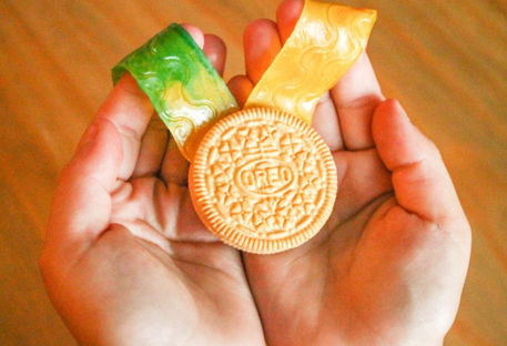 edible gold medal Oreo and with fruit roll up ribbon