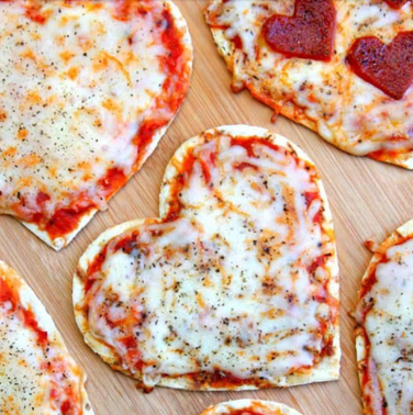 heart shaped pizza and heart shaped pepperoni